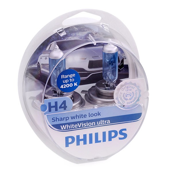 Philips Żarówki H4 WhiteVision Ultra + W5W